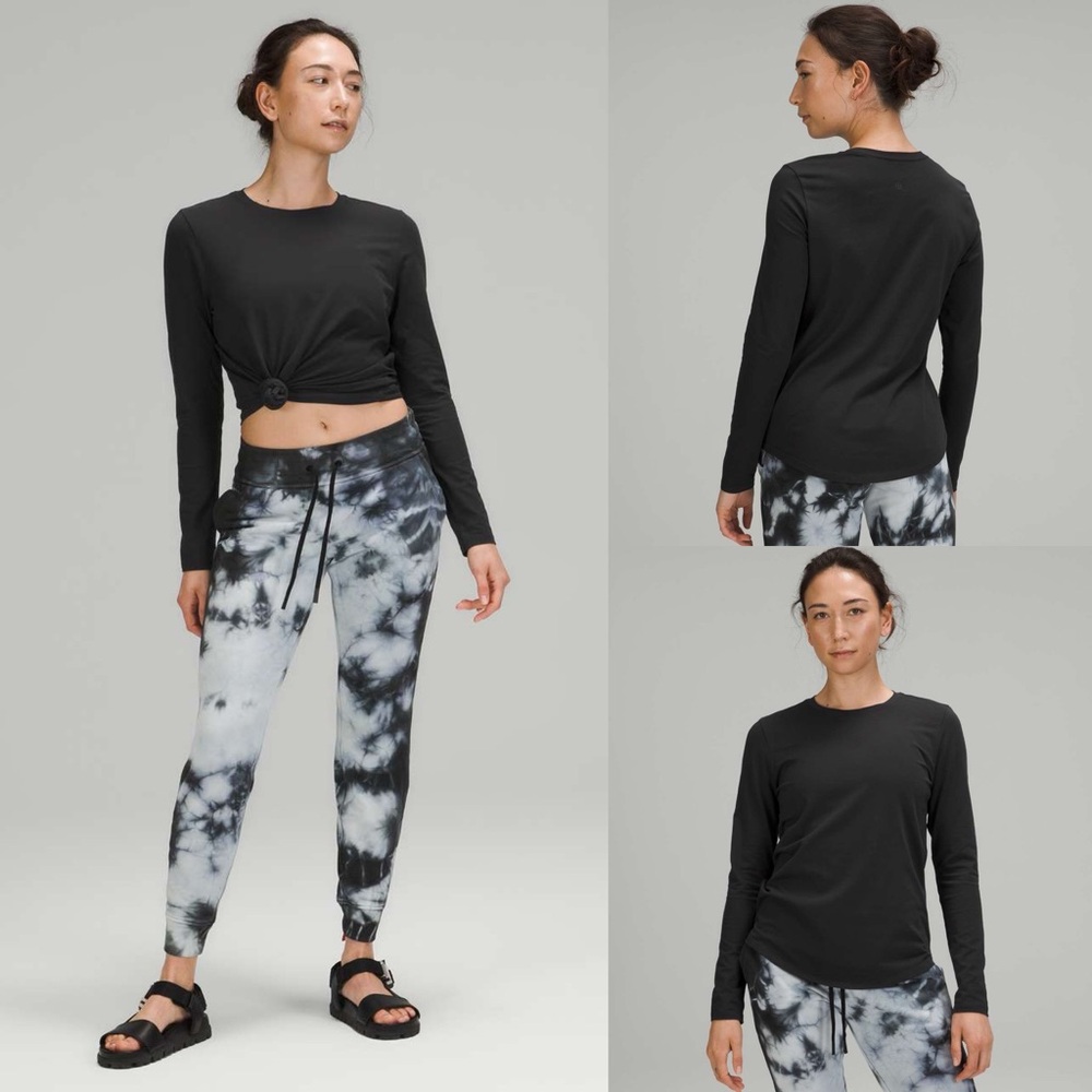 Lululemon Women's Love Long Sleeve Shirt Top Size 10 Black Soft Pima Cotton